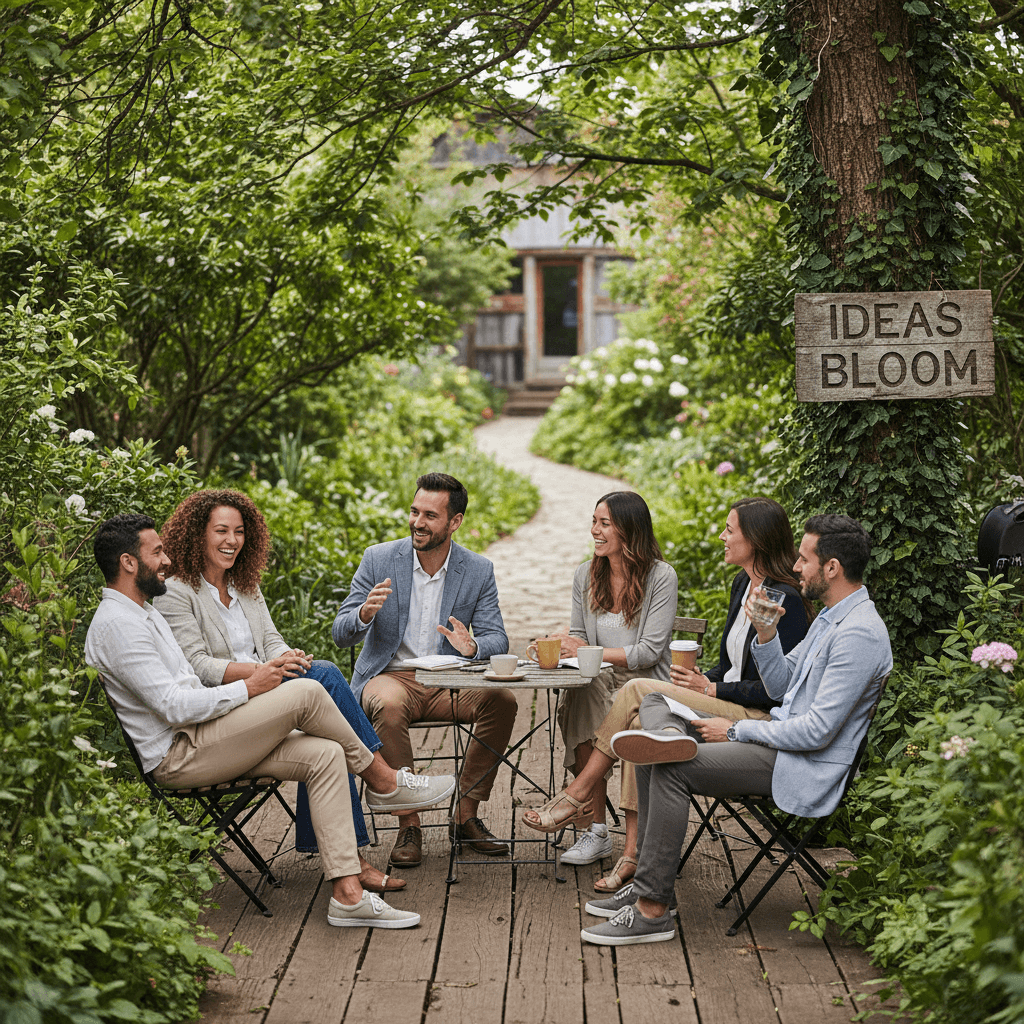 Participants connecting in retreat setting